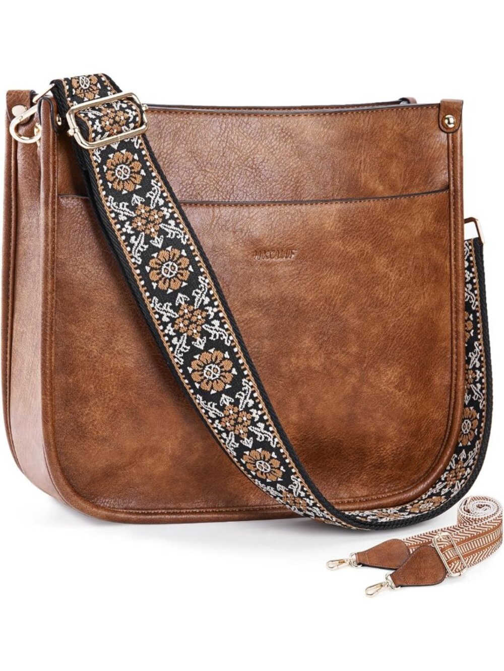 Trendy Vegan Leather Crossbody Bag for Women | Adjustable Guitar Strap Hobo Bag